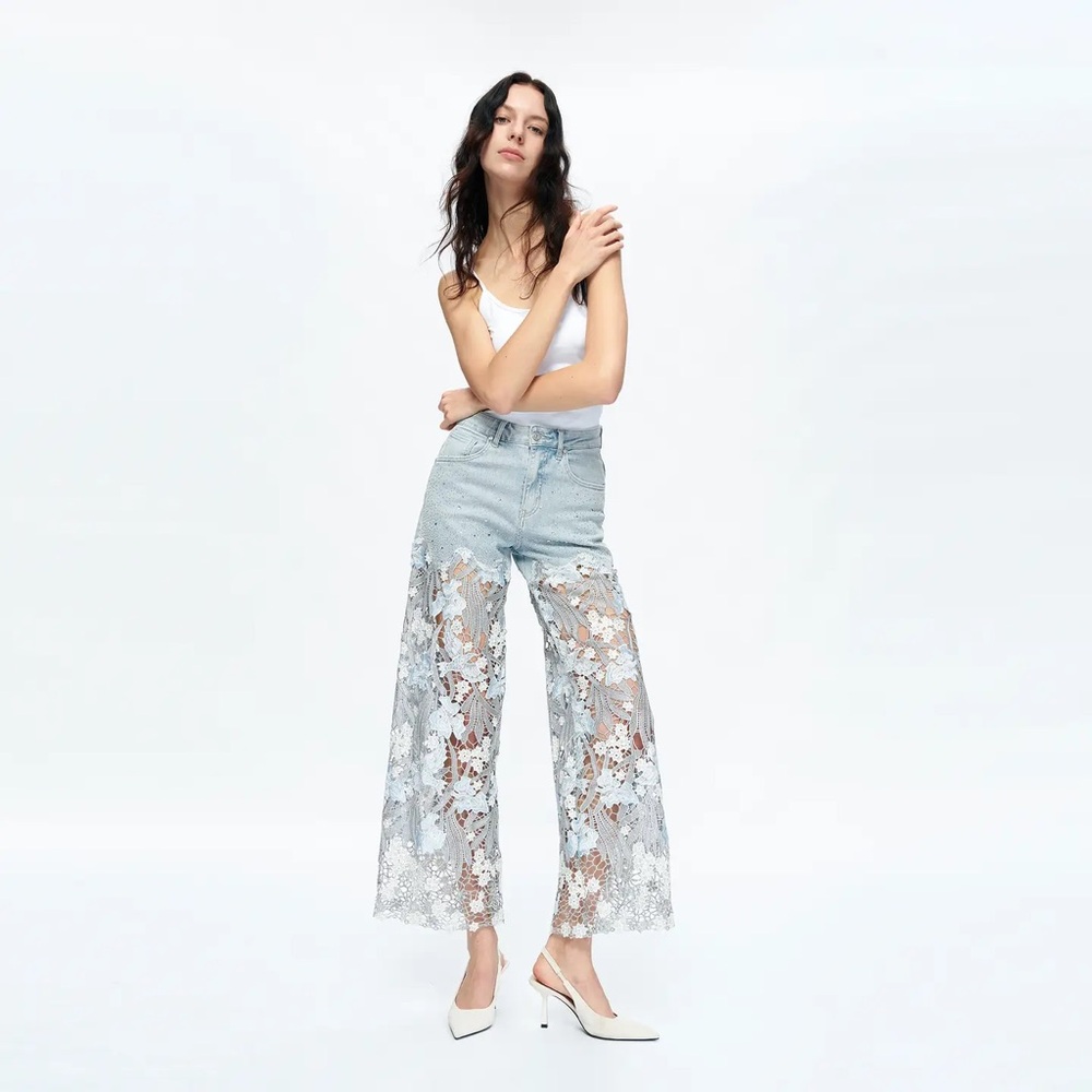 Women's Lace Overlay Jeans - Picture 2 of 5